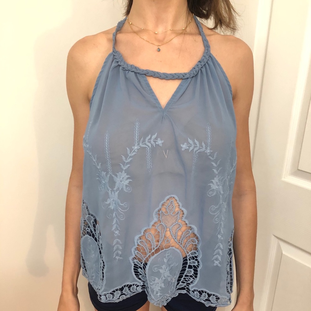 Taylor & Sage · Blue gray top  · braided straps